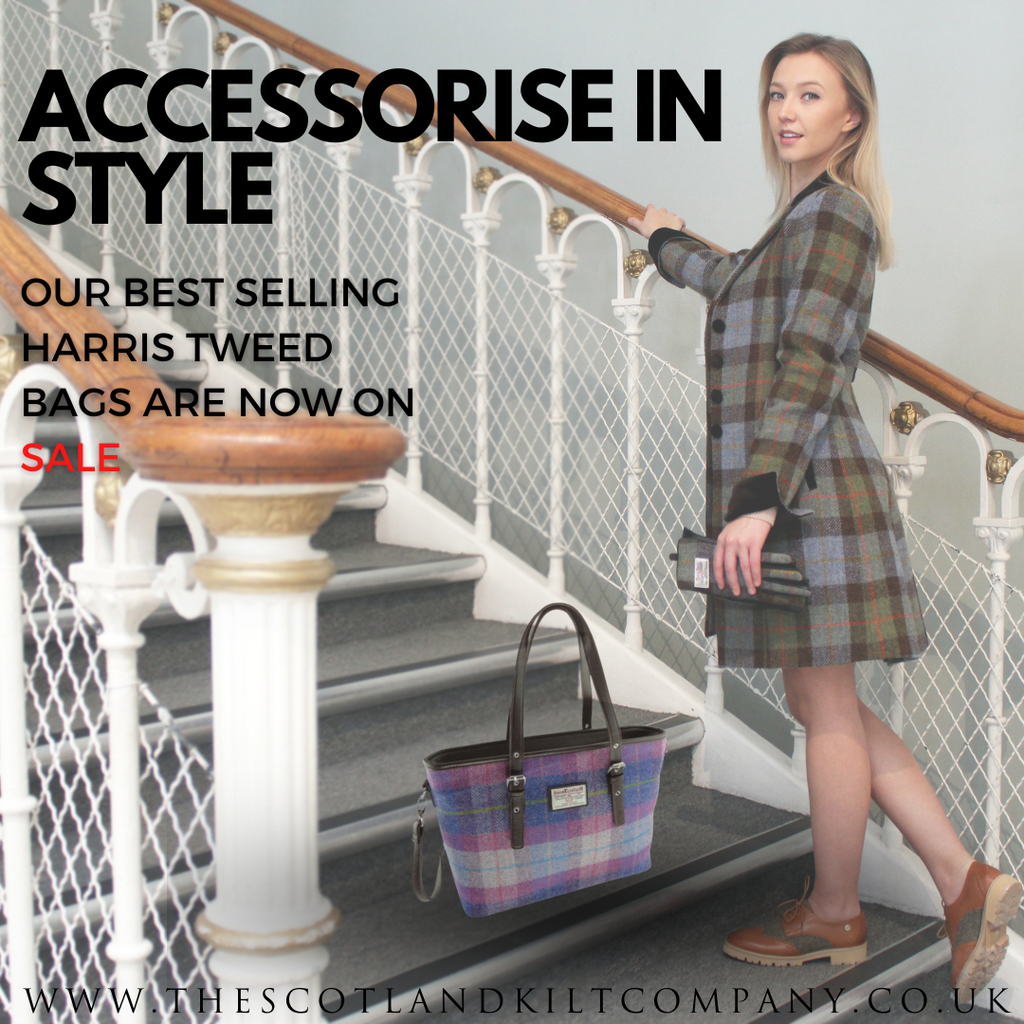 Accessorise in style with our range of Harris Tweed Bags now on sale Scotland Kilt Co