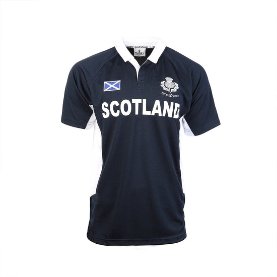 Men's Navy Scotland Rugby Shirt - Short Sleeve