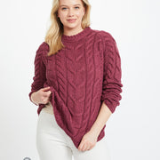 Women's Supersoft Merino Wool Plaid Weave Crew Neck Sweater by Aran Mills