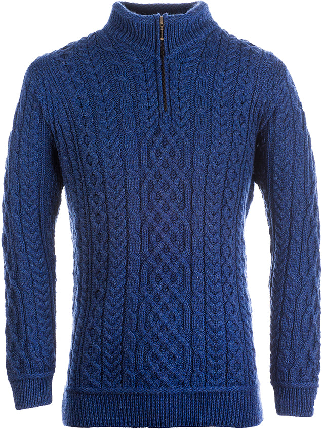 Men's Supersoft Merino Wool Zip Neck Jumper by Aran Mills - 3 Colours