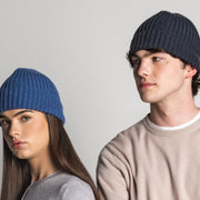 100% Cashmere Ribbed Unisex Beanie Hat by Isla Cashmere