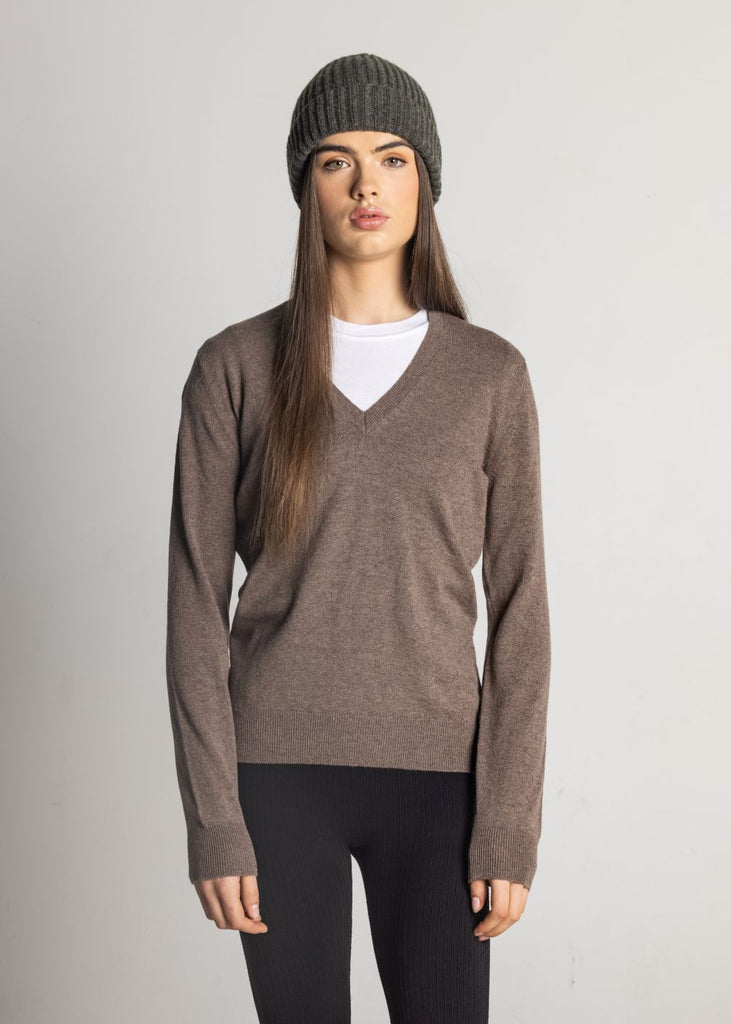 &Isla Austen V Neck Stripe Cashmere Jumper White Multi