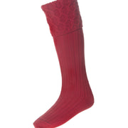 Merino Wool Lewis Celtic Cable Kilt Hose - Tartan Red