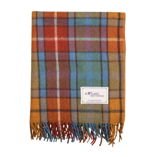 Wool Tartan Lap Blanket 29'' x 70'' - Antique Buchanan