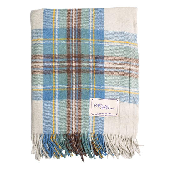 Wool Tartan Rug - Stewart Muted Blue