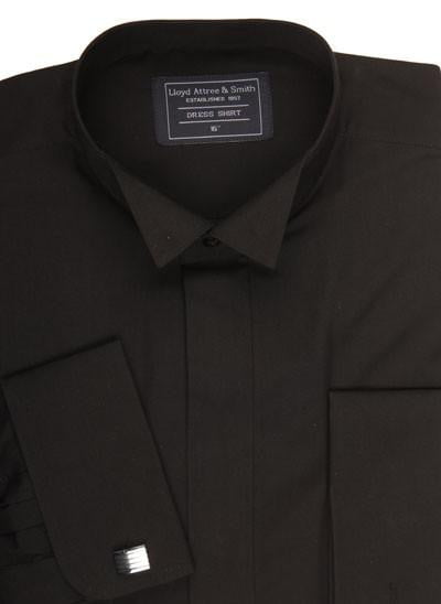 Wing Collar Formal Dress Shirt - Black