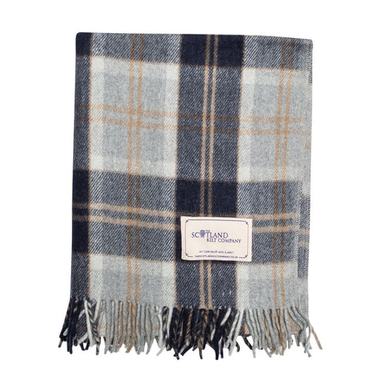 Wool Tartan Lap Blanket 29'' x 70'' - Silver Bannockbane