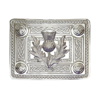 Thistle Celtic Knot Belt Buckle - Chrome Finish