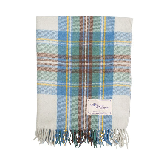 Wool Tartan Lap Rug 29'' x 70'' - Stewart Muted Blue