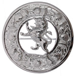 Thistle Design and Lion Centre Brooch - Chrome Finish