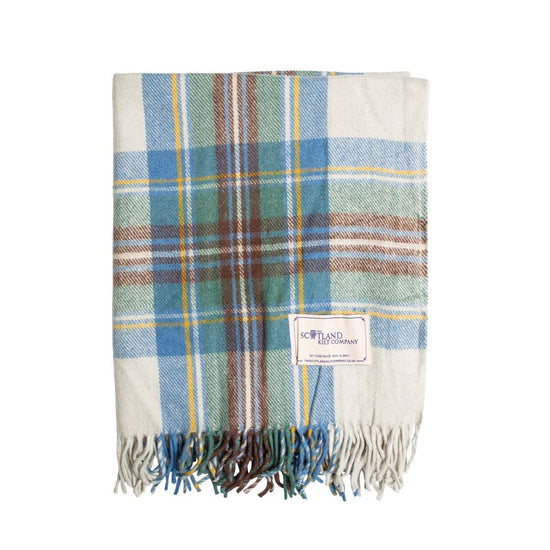 Wool Tartan Knee Blanket - 36'' x 59'' - Stewart Muted Blue