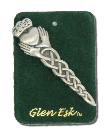 Irish Claddagh Kilt Pin Antique Finish