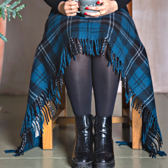 Wool Tartan Knee Blanket - 36'' x 59'' - Ramsay Blue