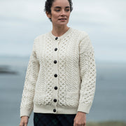 Women's  Merino Wool Classic Button Cardigan by Aran Mills