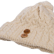 Ladies Supersoft Merino Button Detail Bobble Hat by Aran Mills - 5 Colours