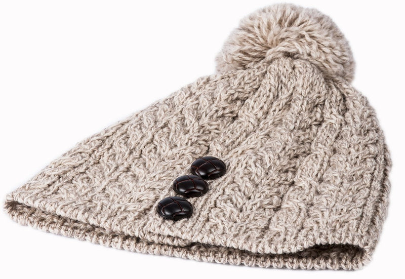 Women's Merino Wool Hat with Bobble by Aran Mills