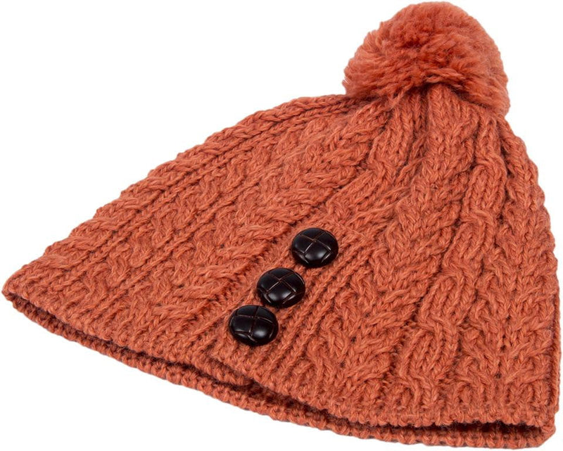 Women's Merino Wool Hat with Bobble by Aran Mills