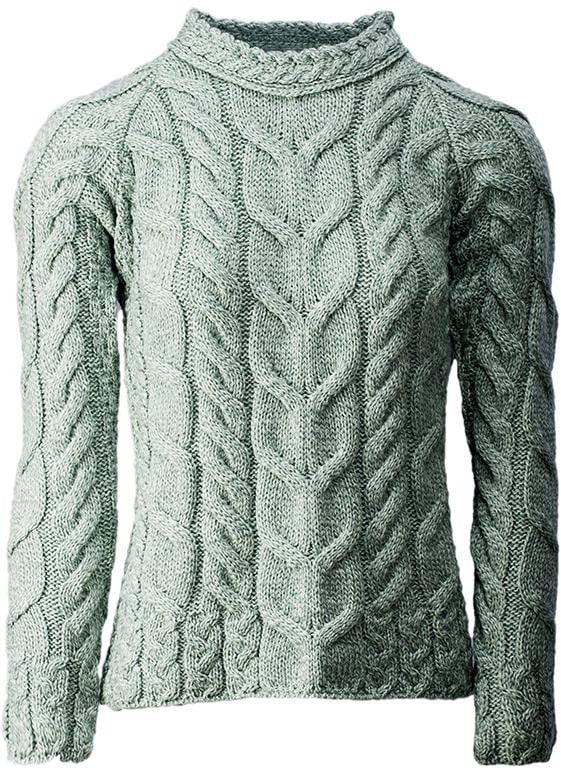 Women's Supersoft Merino Wool Plaid Weave Crew Neck Sweater by Aran Mills