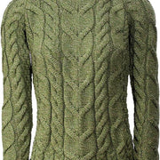 Women's Supersoft Merino Wool Plaid Weave Crew Neck Sweater by Aran Mills