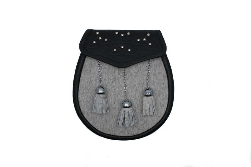 Scottish Made - Semi Dress 14 Stud Sporran - Grey Calfskin