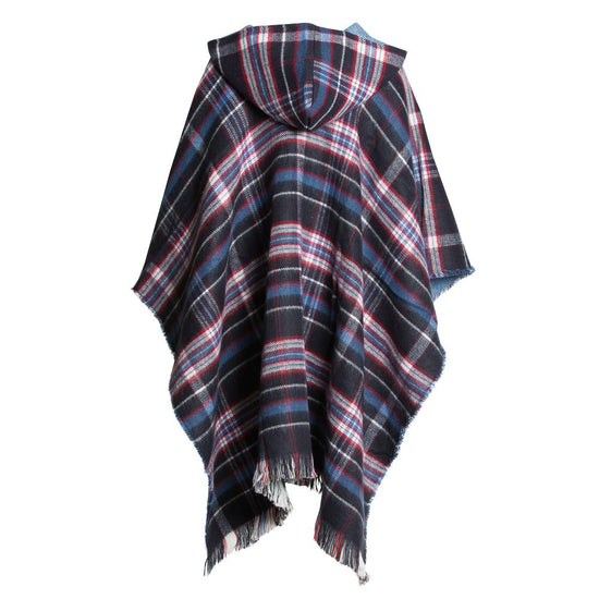 Ladies Hooded Tartan Poncho - 3 Colours