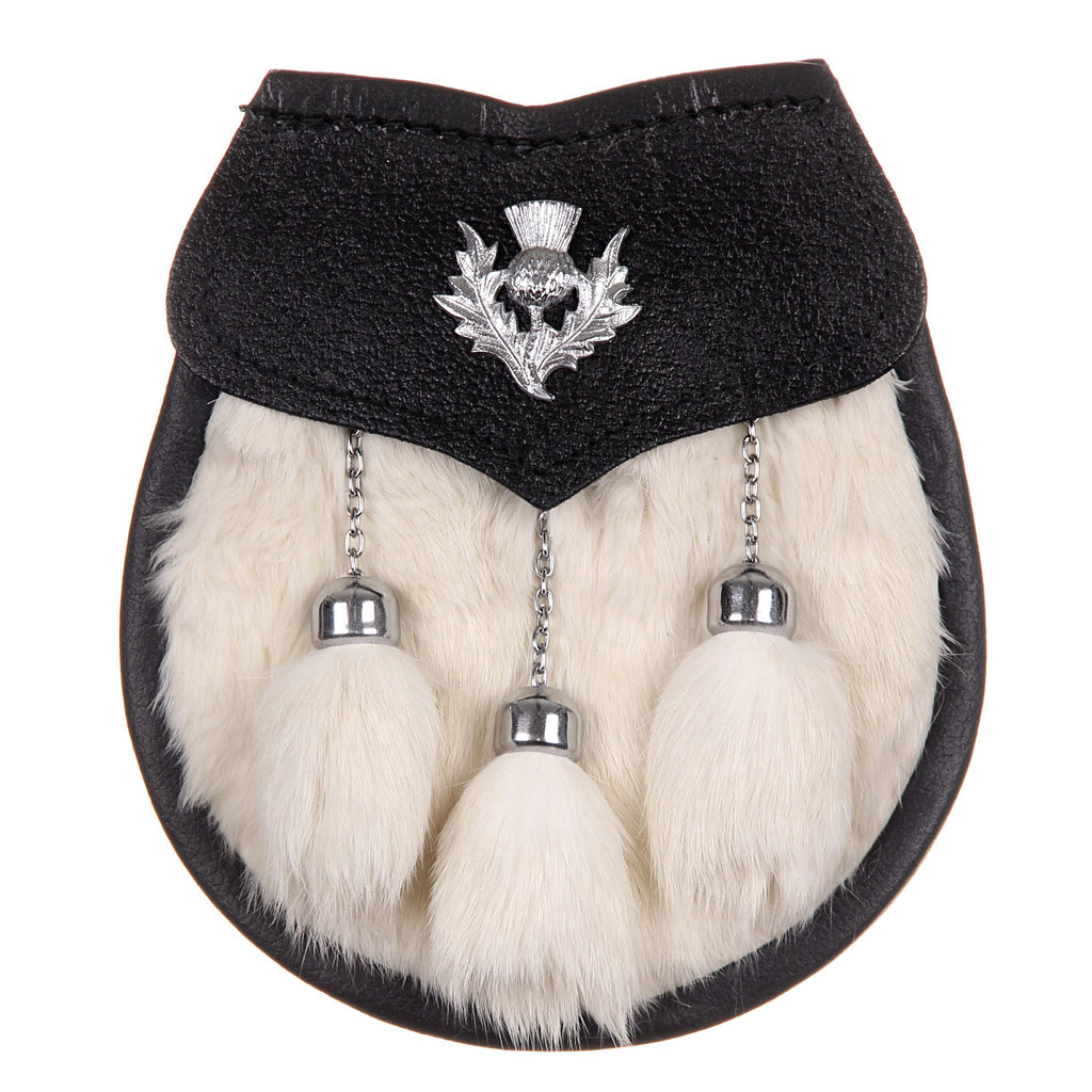 Rabbit Fur Baby Kilt Sporran Thistle Badge With Chain Belt