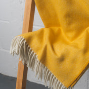 Scottish Made Diamond Pattern 100% Cashmere Throw by Lovat Mills - Sunshine Yellow