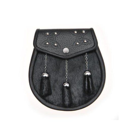Semi Dress Black Calfskin Studded Celtic Embossed Sporran