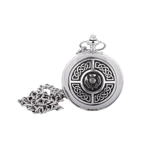 Mechanical Pocket Watch - Celtic Knots Around Thistle Crest