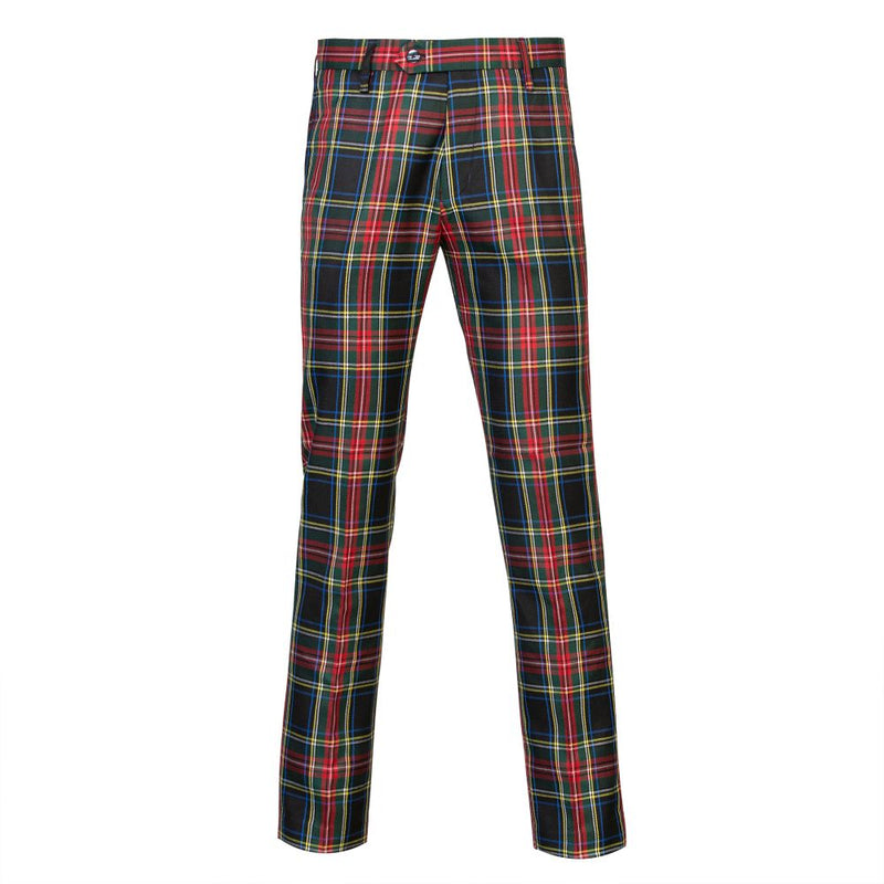 Instock Polyviscose Tartan Trousers Black Stewart Scotland Kilt Co
