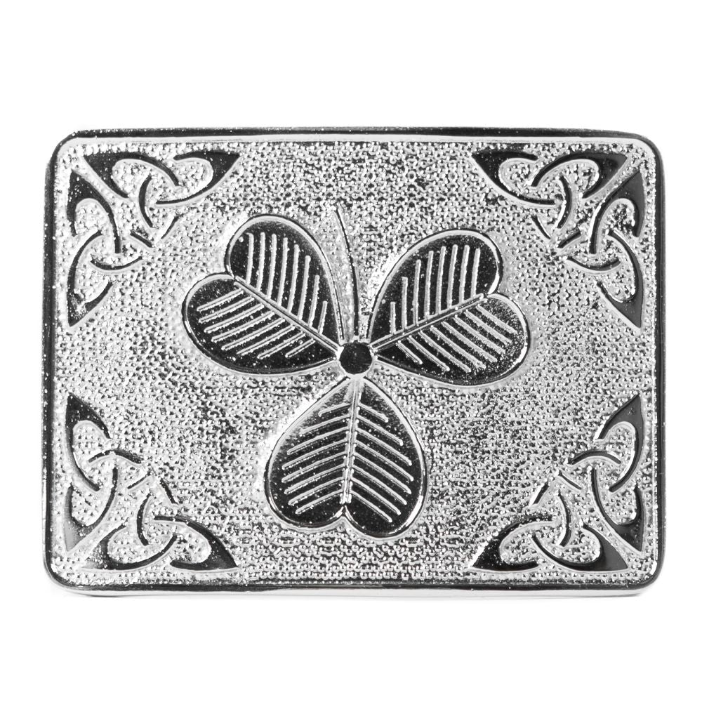 Shamrock Celtic Loop Knot Belt Buckle - Chrome Finish | Scotland Kilt Co