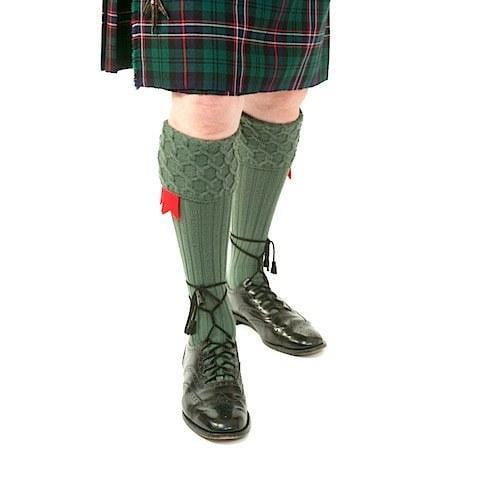 Merino Wool Lewis Celtic Cable Kilt Hose - Ancient Blue