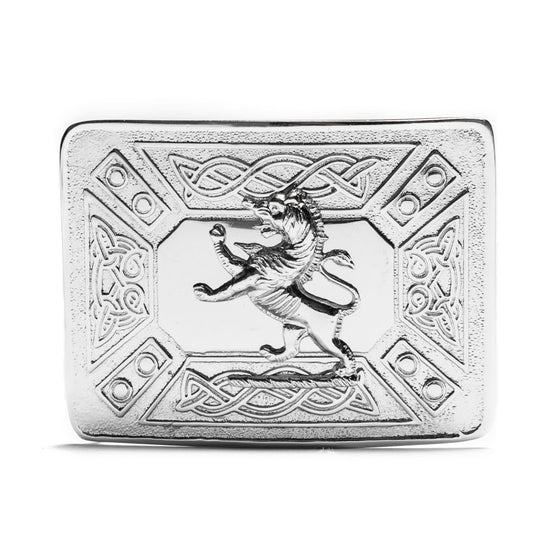 Lion Rampant Dress Belt Buckle - Chrome Finish