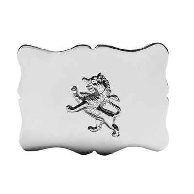 Lion Rampant Scalloped Belt Buckle - Chrome Finish