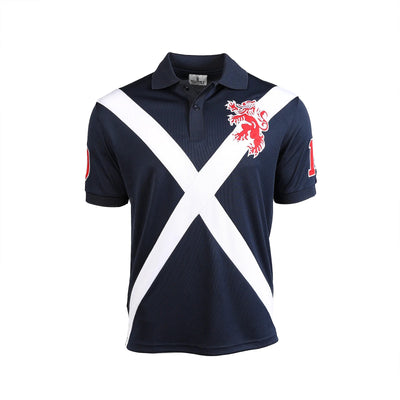 Men's Navy Saltire Polo Shirt - Short Sleeve