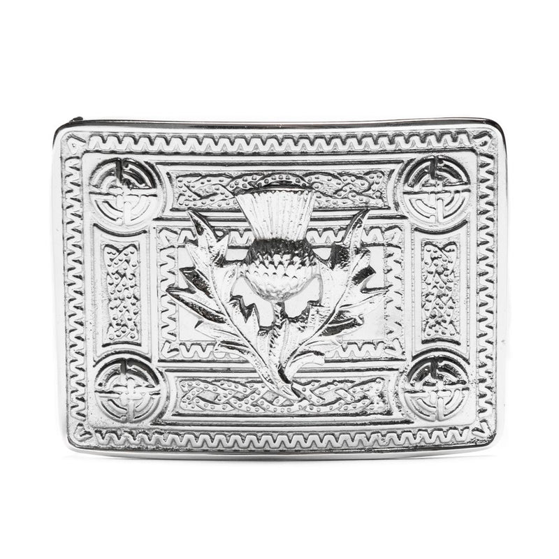 Thistle Celtic Knot Belt Buckle - Chrome Finish