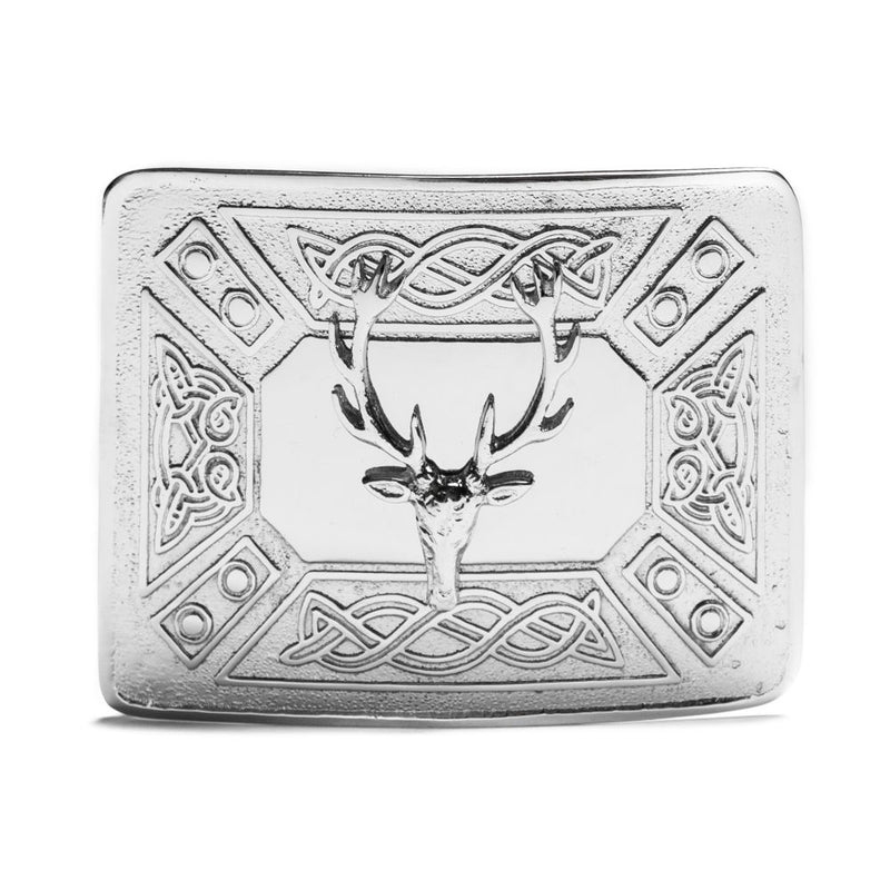 Stag Celtic Dress Belt Buckle - Chrome Finish