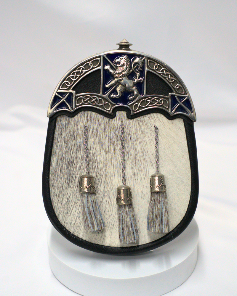 Scottish Made - Full Dress Rampant with Celtic Knots Sporran - Grey Calfskin