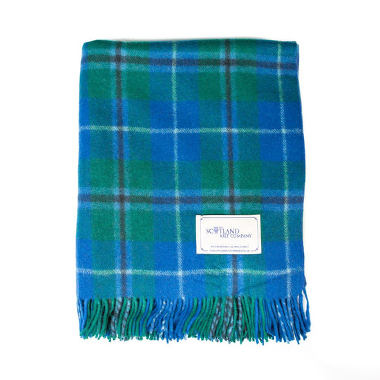 Wool Tartan Blanket - 60'' x 70'' - Douglas Blue