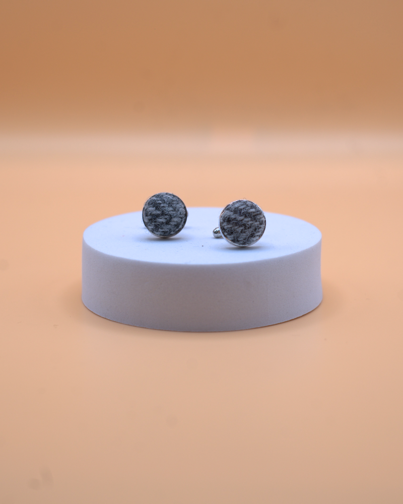 Harris Tweed Cufflinks - Grey Herringbone