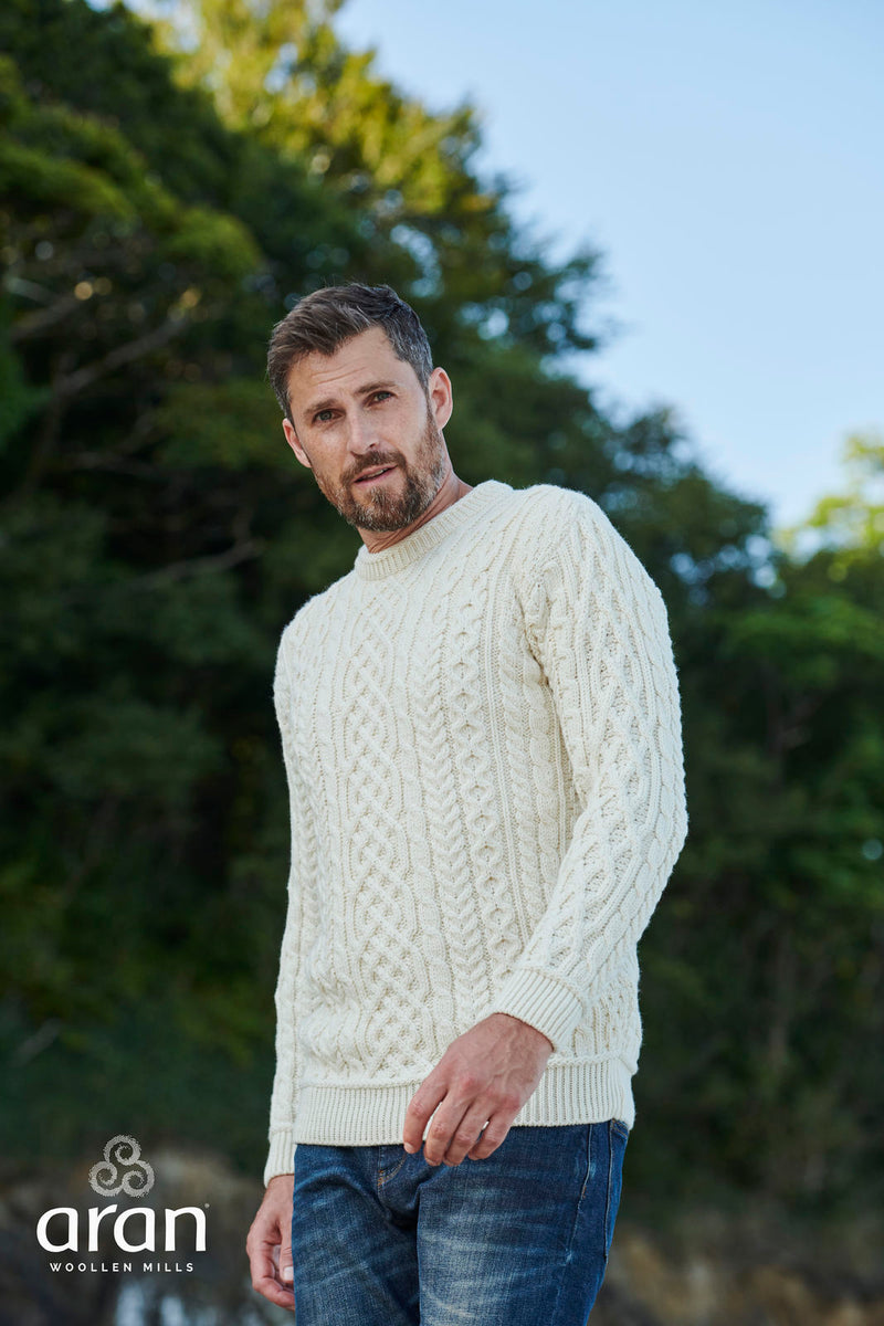 Men's Supersoft Merino Wool Celtic Crew Neck Jumper by Aran Mills - 2 Colours