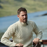 Men's Merino Wool Button Neck Jumper by Aran Mills - 3 Colours