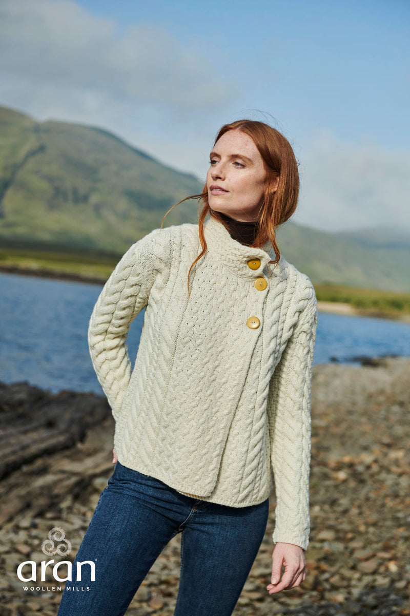 Ladies Lambswool Ocean Cable Cardigan