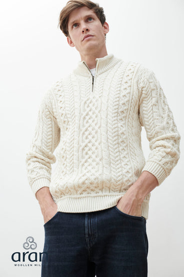 Men's Supersoft Merino Wool Zip Neck Jumper by Aran Mills - 3 Colours