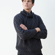 Men's Merino Wool Cowl Neck Jumper by Aran Mills - 2 Colours