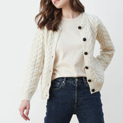 Women's Supersoft Merino Wool Cable Crew Cardigan by Aran Mills - 3 Colours