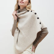 Women's Merino Wool Herringbone Poncho by Aran Mills