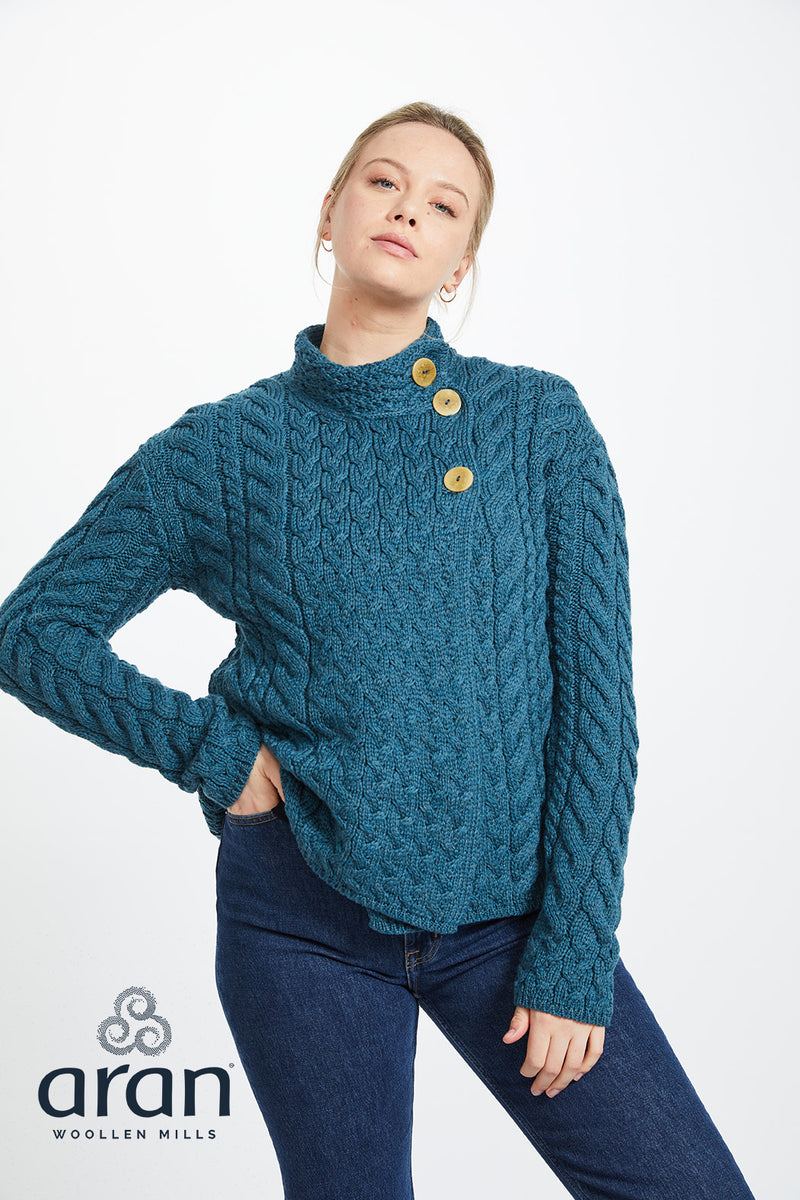 Louisburgh Ladies Cable Cardigan By Aran Mills