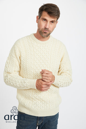 Men's Worsted Wool Crew Neck Jumper by Aran Mills - 2 Colours