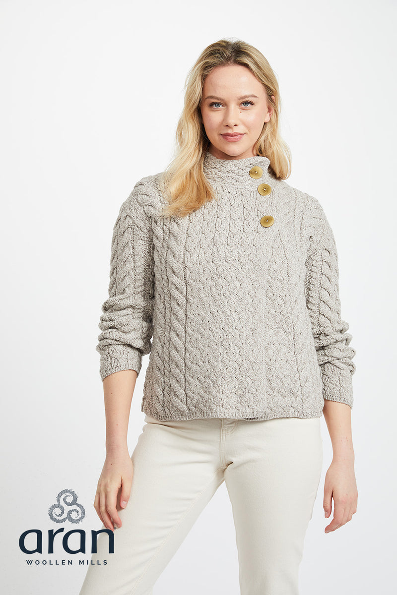 Louisburgh Ladies Cable Cardigan By Aran Mills